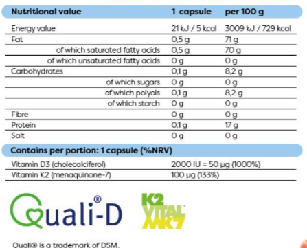 Osavi Vitamin D3 2000 IU + K2 100 mcg | with Quali-D®-factsheets