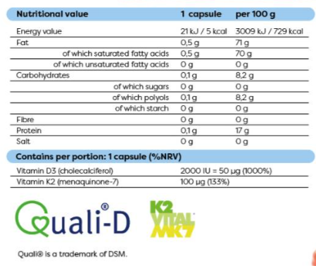 Osavi Vitamin D3 2000 IU + K2 100 mcg | with Quali-D®-factsheets