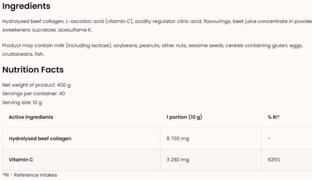 OstroVit Collagen + Vitamin C Powder | Miami Vibes Limited Edition-factsheets