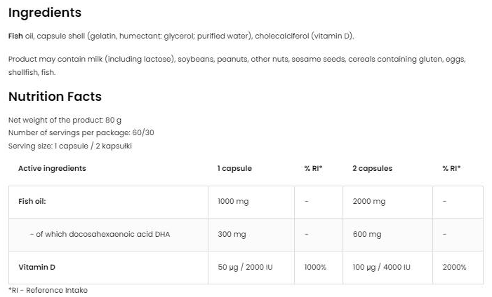OstroVit DHA + Vitamin D3 | 300 mg DHA from Fish Oil-factsheets