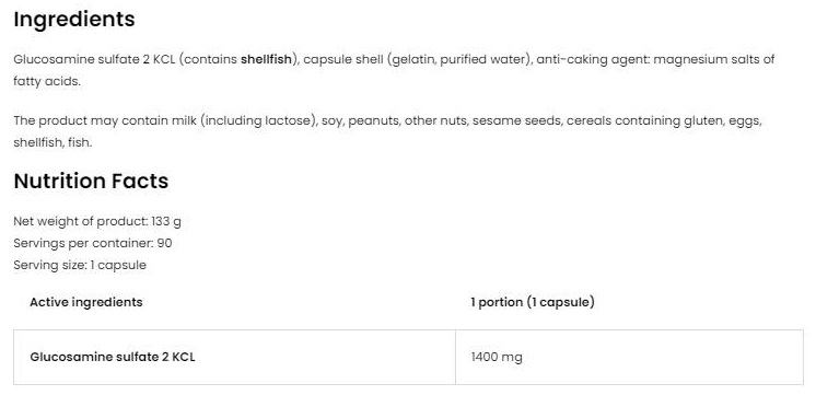 OstroVit Glucosamine 1400 mg-factsheets