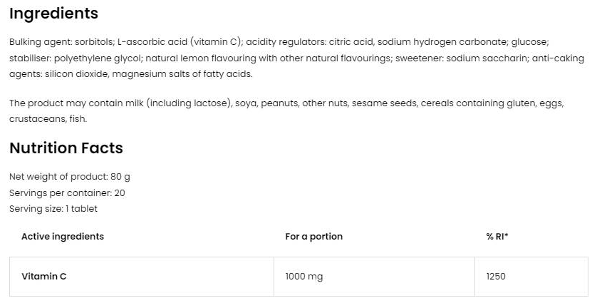 OstroVit Vitamin C 1000 mg Effervescent-factsheets