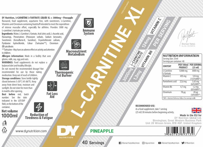Dorian Yates Nutrition L-Carnitine XL Liquid-factsheets