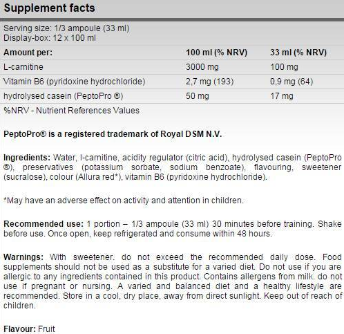 FA Nutrition L-Carnitine Shot 3000-factsheets