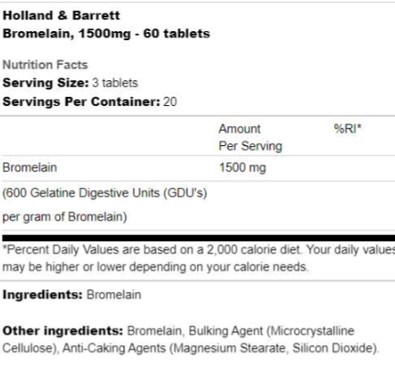 Holland And Barrett Bromelain 1500 mg-factsheets