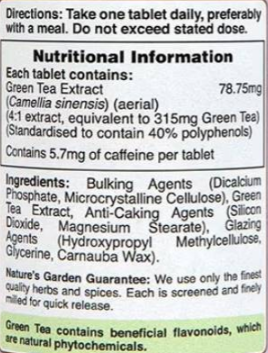 Holland And Barrett Green Tea Extract 315 mg | Nature's Garden-factsheets