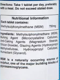 Holland And Barrett MSM 750 mg-factsheets