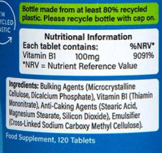 Holland And Barrett Vitamin B1 | Thiamine 100 mg-factsheets