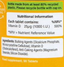 Holland And Barrett Vitamin D3 1000 IU-factsheets