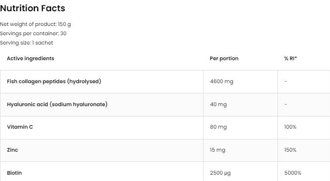 OstroVit Marine Collagen & Hyaluronic Acid Powder | with Vitamin C-factsheets