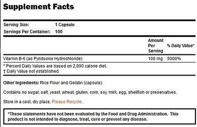 NOW Foods Vitamin B6 100 mg-factsheets