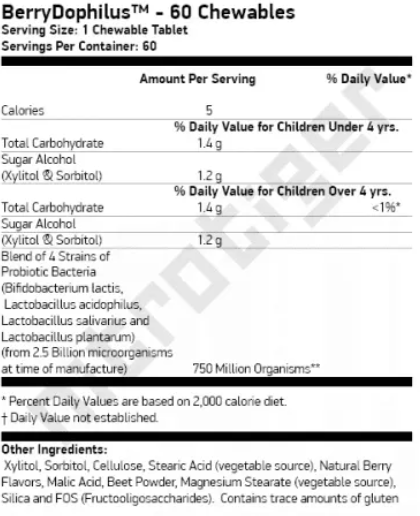 NOW BerryDophilus 4 Probiotic Strains-factsheets