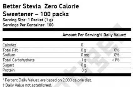 NOW Better Stevia Zero Calorie Sweetener-factsheets
