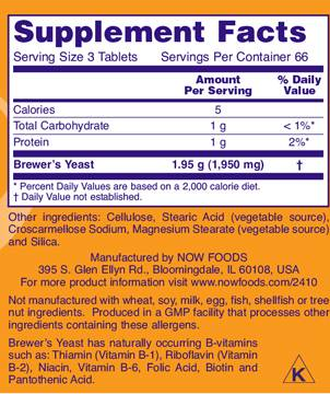 NOW Brewer's Yeast 650 mg-factsheets