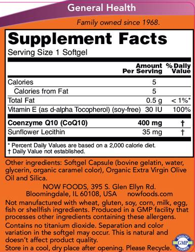 NOW CoQ10 400 mg-factsheets