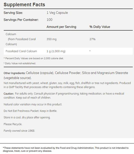 NOW Coral Calcium 1000 mg-factsheets
