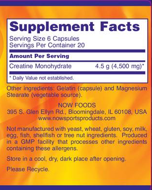 NOW Sports Creatine Monohydrate 750 mg-factsheets