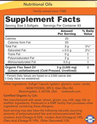NOW Foods Flax Oil 1000 mg-factsheets