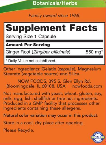 NOW Ginger Root 550 mg-factsheets