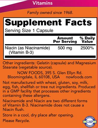 NOW Niacinamide Vitamin B3 500 mg-factsheets