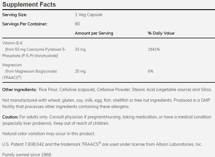 NOW Vitamin B6 Pyridoxal 5'-Phosphate P5P 50 mg-factsheets