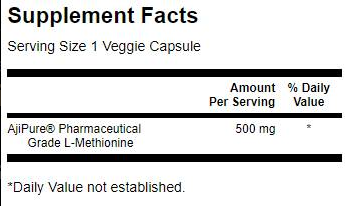 Swanson AjiPure L-Methionine 500 mg Pharmaceutical Grade-factsheets