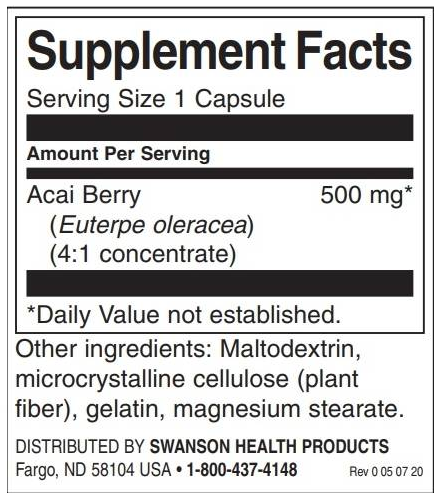 Swanson Acai Berry 500 mg-factsheets