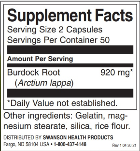 Swanson Burdock Root 460 mg-factsheets