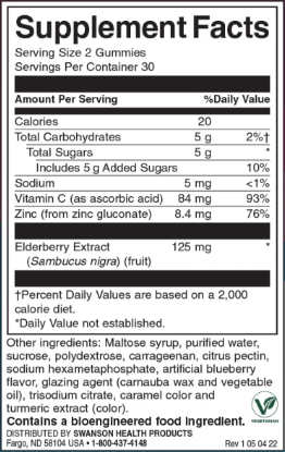 Swanson Elderberry Gummies with Zinc & Vitamin C - Berry-factsheets