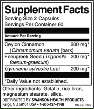 Swanson Full Spectrum Cinnamon, Fenugreek & Gymnema-factsheets