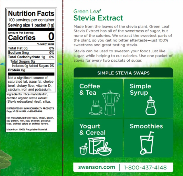 Swanson Green Leaf Stevia Extract-factsheets