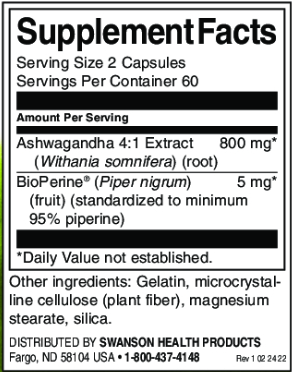 Swanson High Absorption Ashwagandha Black Pepper - Featuring BioPerine-factsheets