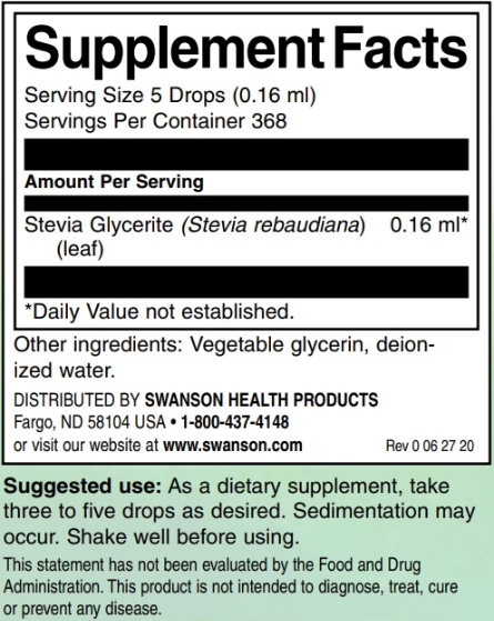 Swanson Liquid Stevia (Alcohol Free)-factsheets