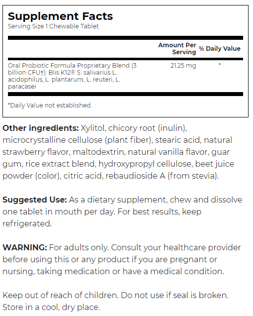 Swanson Oral Probiotic Formula Natural Strawberry Flavor-factsheets