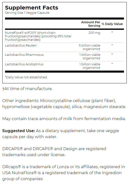 Swanson L. Reuteri Plus with L. Rhamnosus, L. Acidophilus & FOS-factsheets