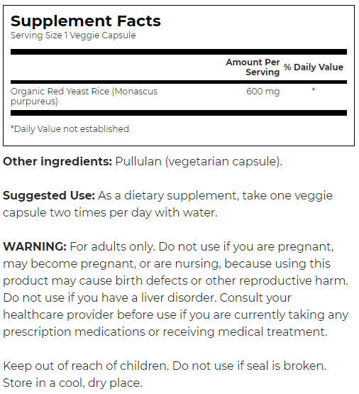 Swanson Red Yeast Rice Made with Organic Red Yeast Rice-factsheets