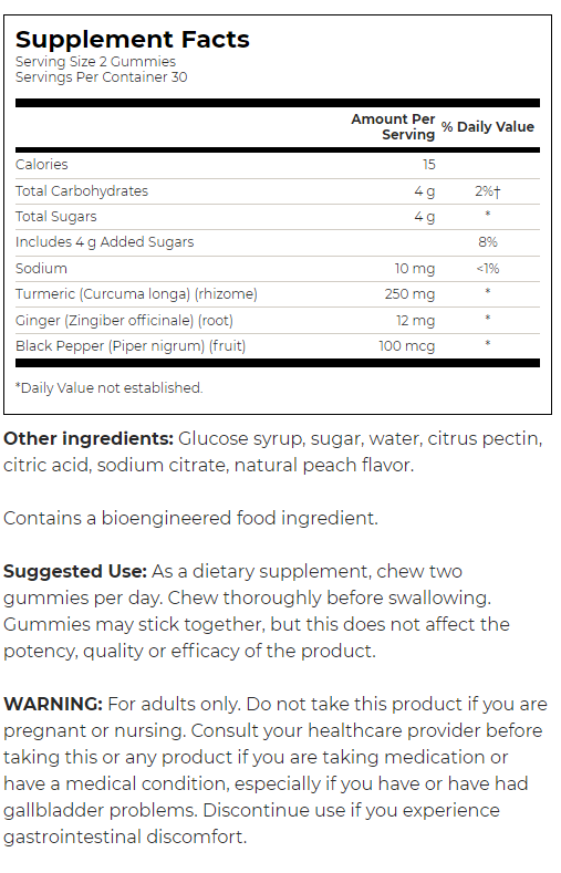 Swanson Turmeric with Ginger Gummies - Mango-factsheets