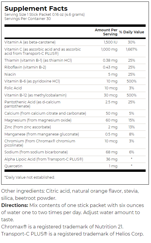 Swanson Energy C with Electrolytes - Orange Flavor-factsheets