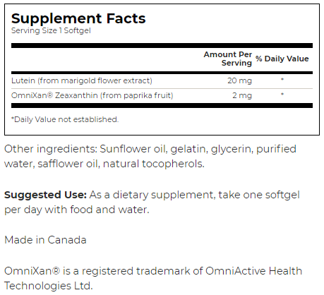 Swanson Synergistic Eye Formula Lutein & Zeaxanthin-factsheets