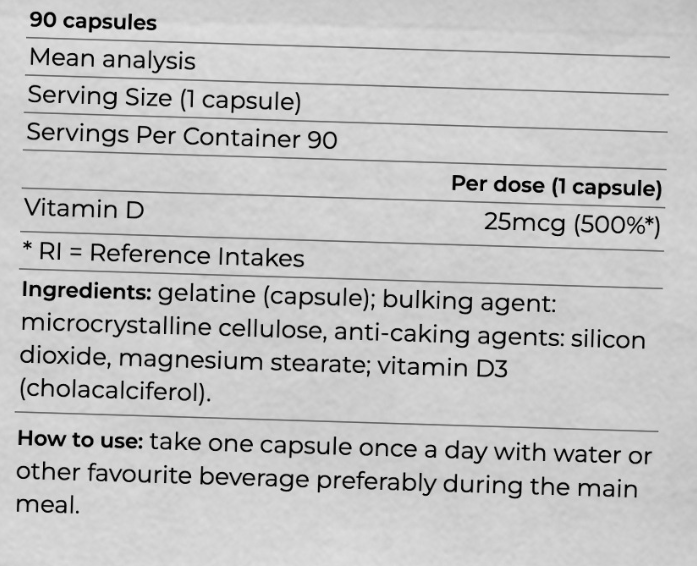Yamamoto Nutrition Vitamin D 25 mcg-factsheets