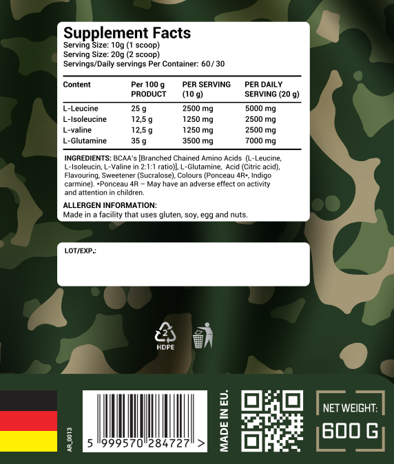 ARMY 1 BCAA Glutamine-factsheets