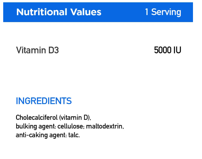 Ironflex Nutrition Vitamin D3 5000iu-factsheets