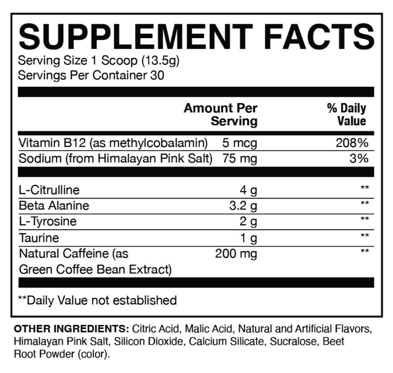RAW Nutrition CBUM Essential Pre | with Natural Caffeine-factsheets