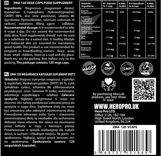 Hero.Lab ZMA | with 5-HTP, Melatonin, L-Tryptophan & Selenium-factsheets