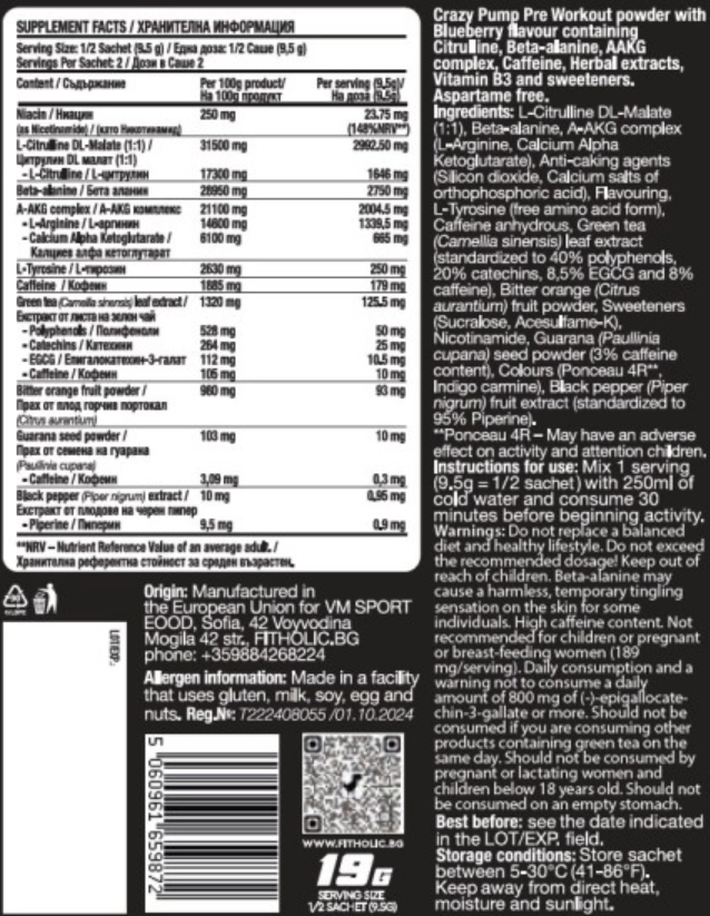 Fitholic Professional Crazy Pump Sachet-factsheets
