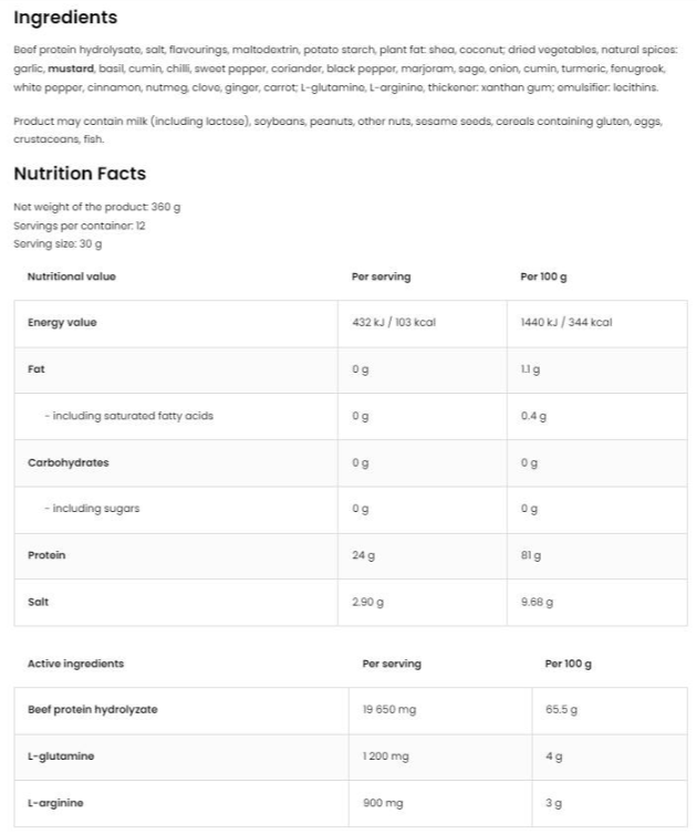 OstroVit Beef Protein Kebab | Beef Protein Hydrolysate-factsheets
