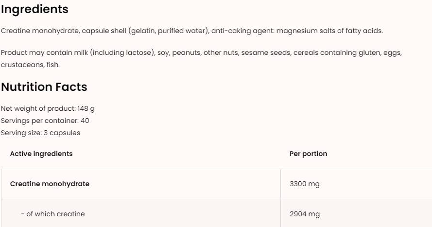 OstroVit Creatine Monohydrate 3300-factsheets