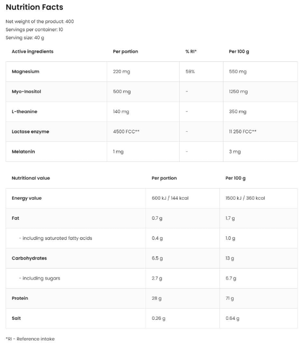 OstroVit Keep Sleep Night Protein-factsheets