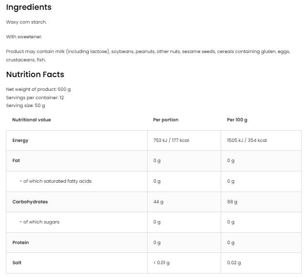 OstroVit Pure Waxy Maize Natural-factsheets