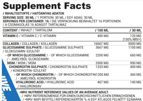 Nutriversum Joint Guard Liquid | Collagen, MSM, Glucosamine, Chondroitin, Hyaluronic Acid-factsheets